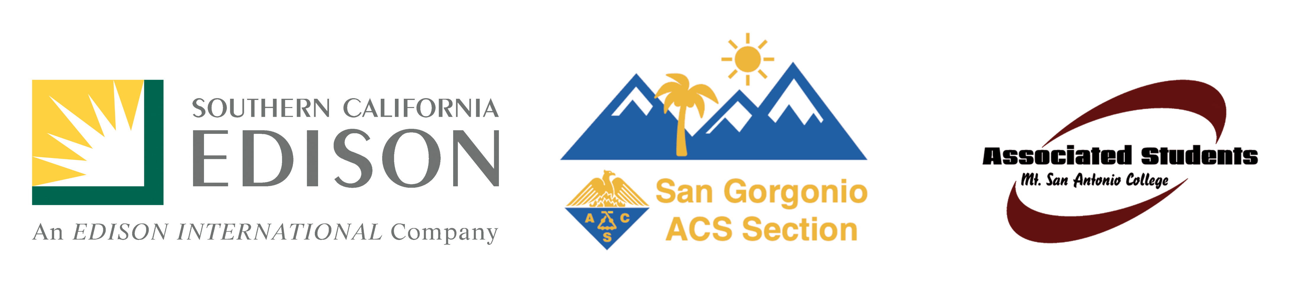 ACS-San Gorgonio Section logo, Southern California Edison, and Mt. SAC Associated StudentsLogo