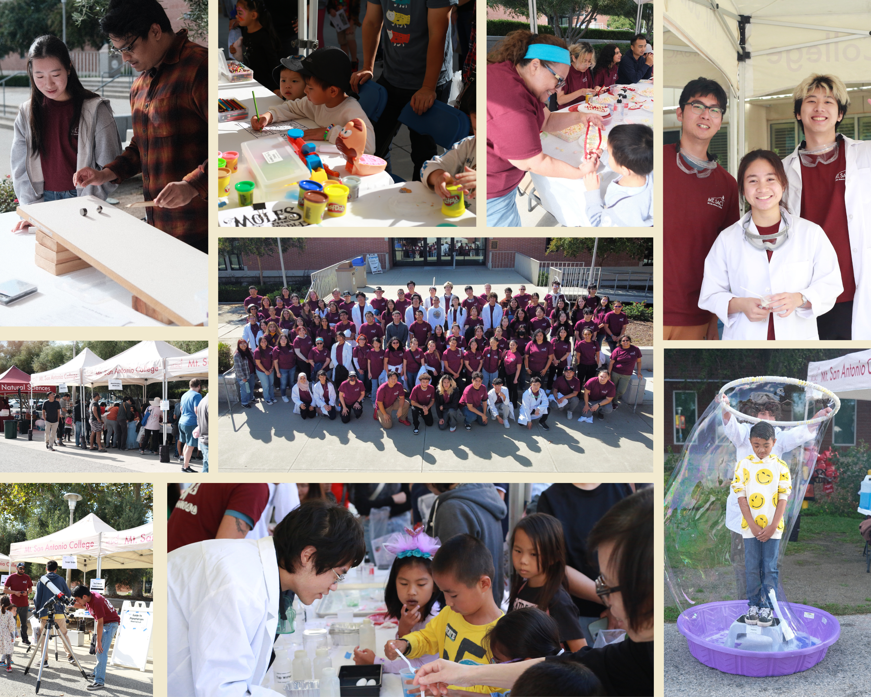 Collage of students and participants at the Family Science Festival