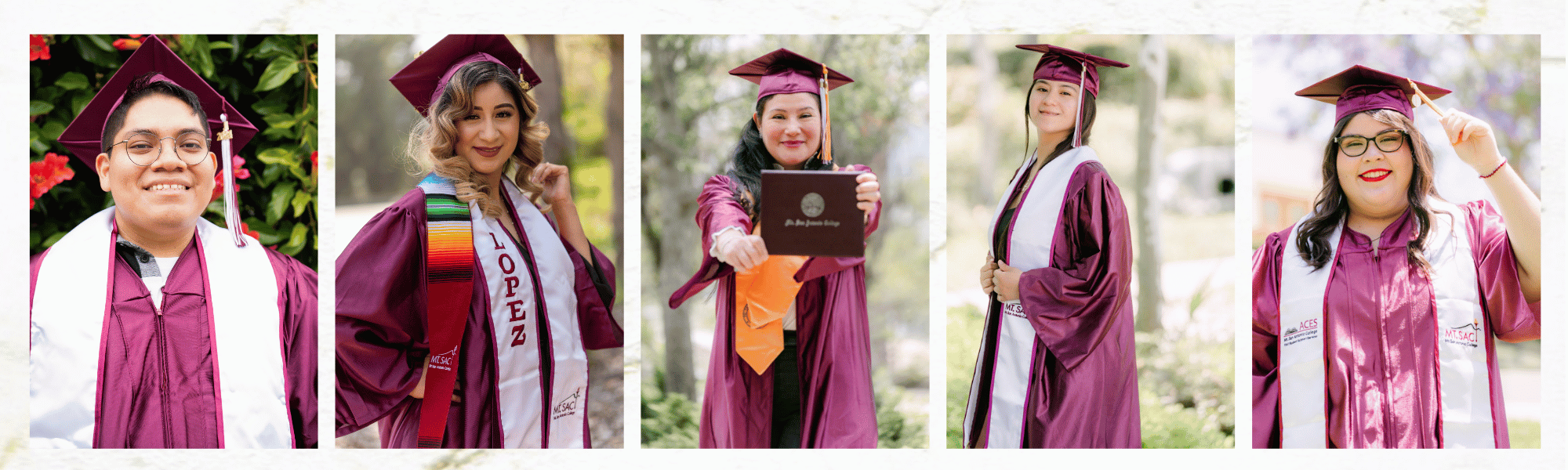 5 images of graduates portraits 