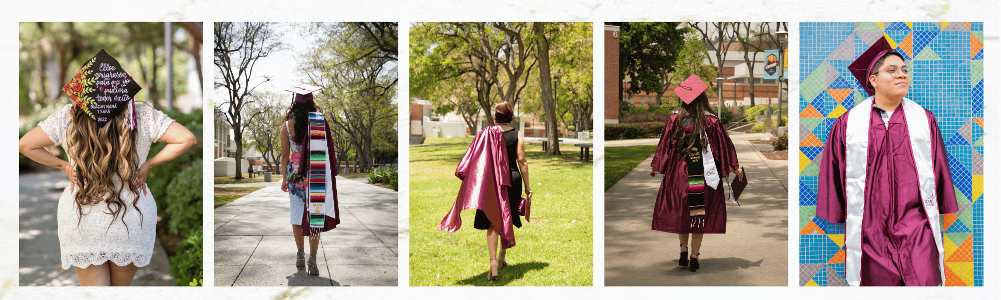 5 images of graduates portraits 