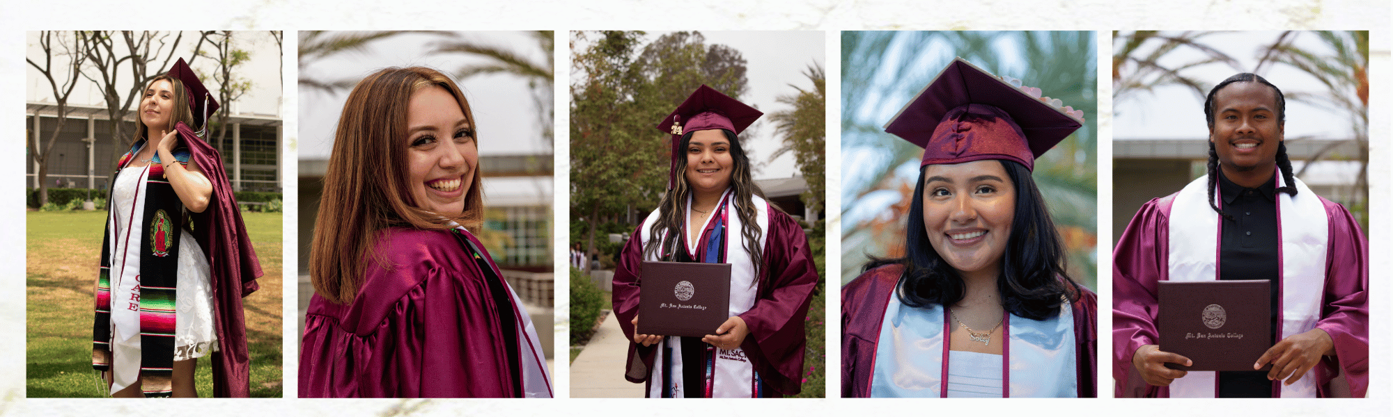 5 images of graduates portraits 