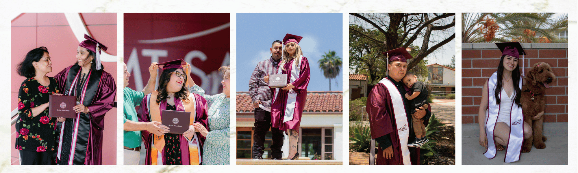 5 images of graduates portraits 