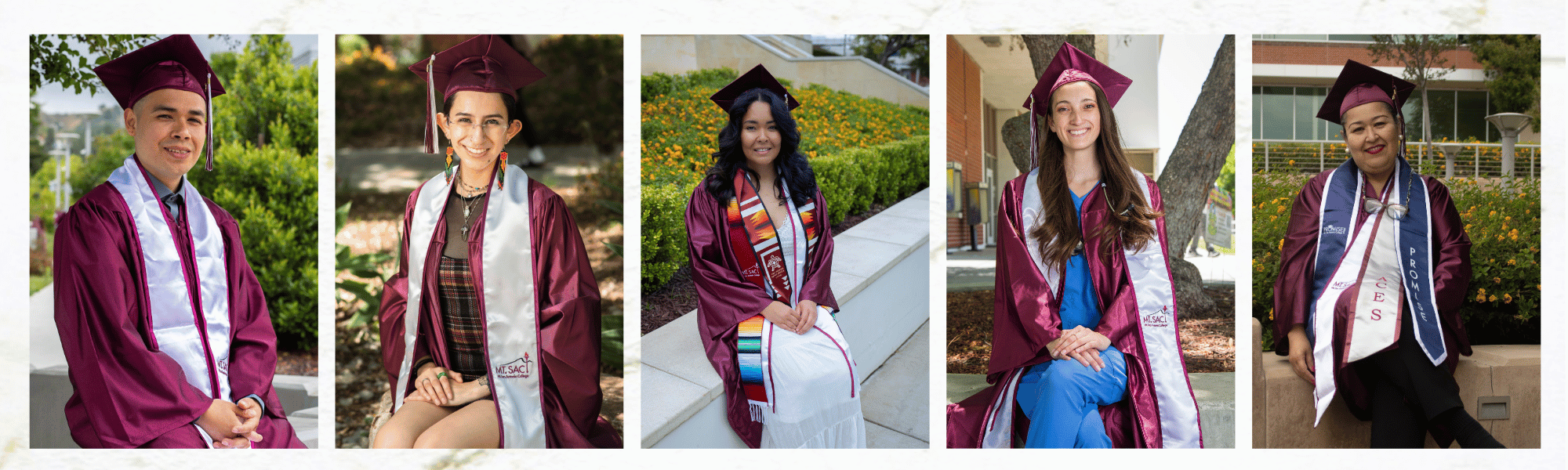 5 images of graduates portraits 