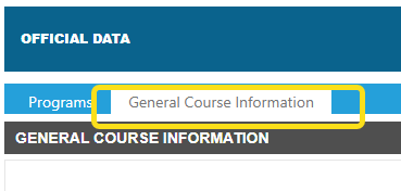 Select General course information in blue at the top, just to the right of the Programs tab.