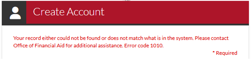 Figure 2 - Error Code 1010