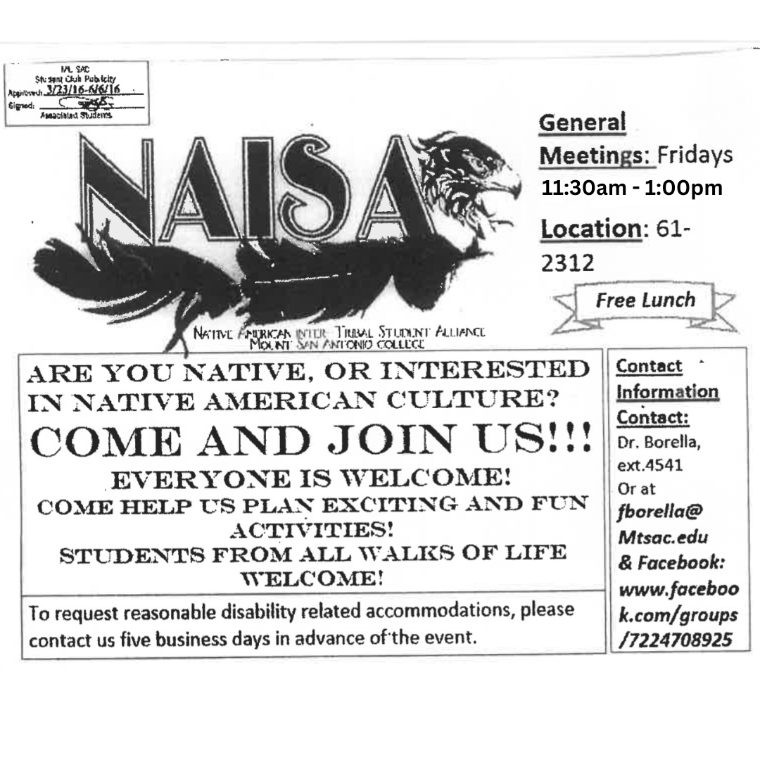 Native American Inter-Tribal Student Alliance Club Flyer