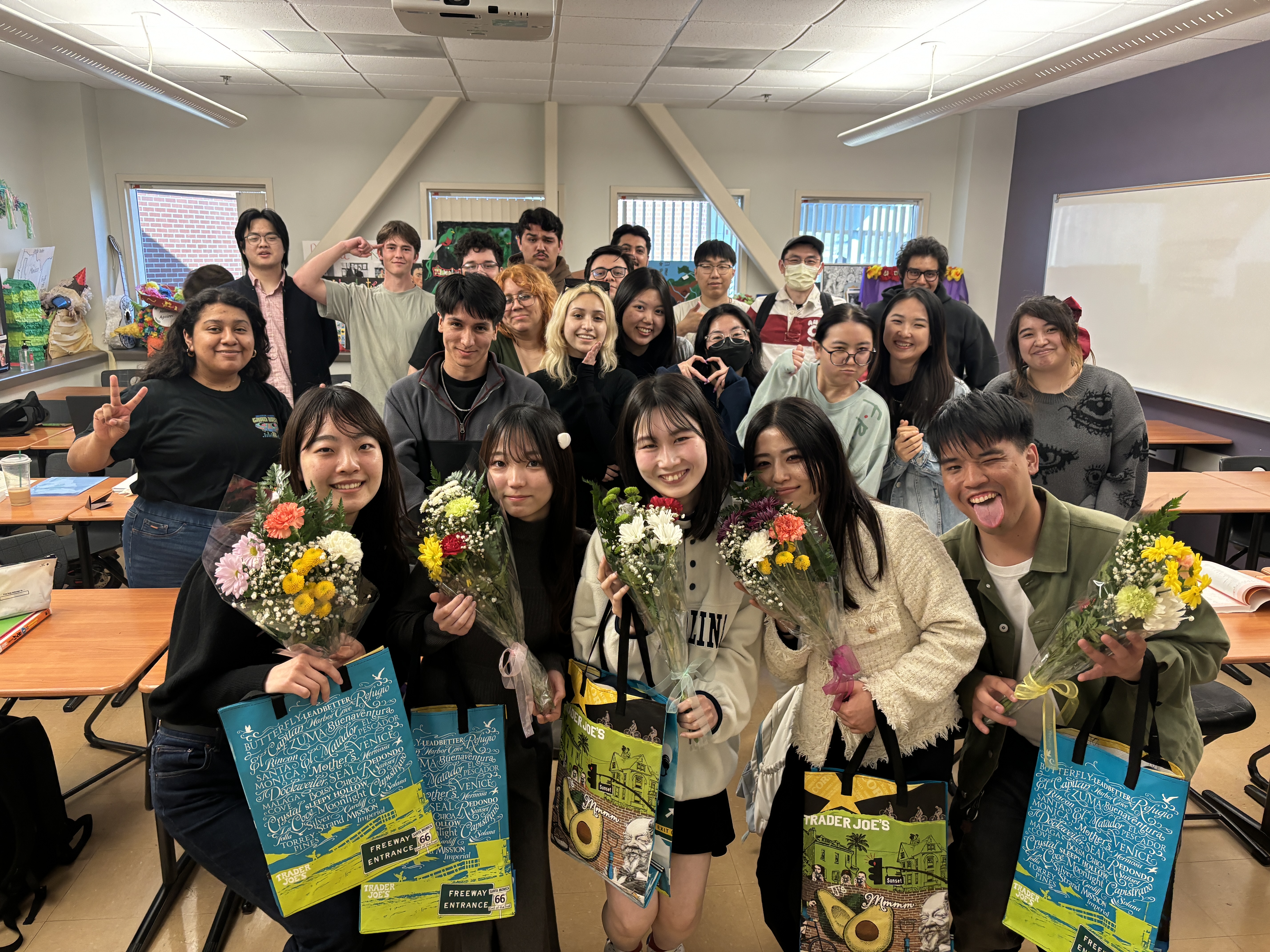 Oberlin university students in a classroom with Mt SAC stuents