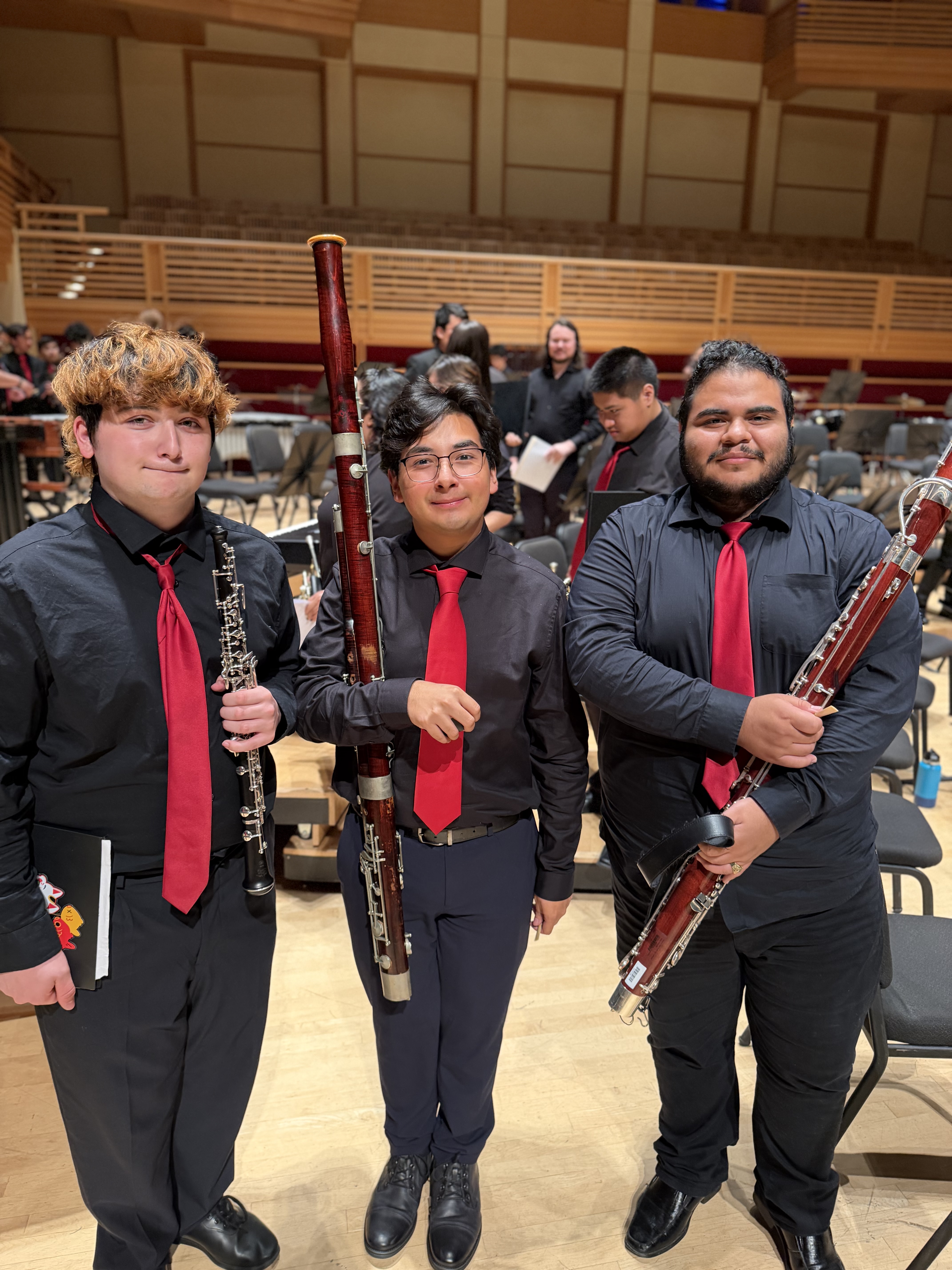 Students playing oboe and bassoon