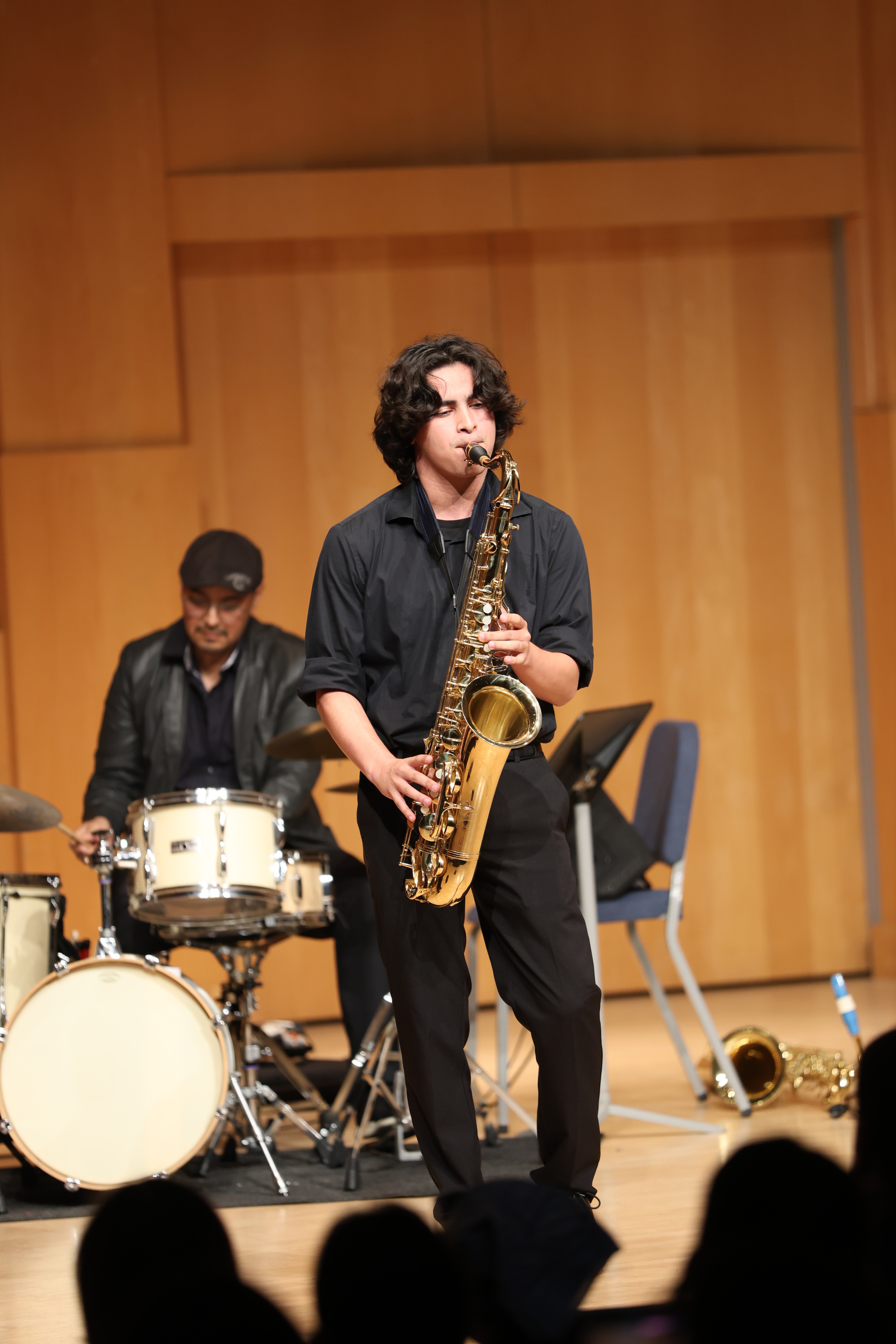 Student playing saxophone