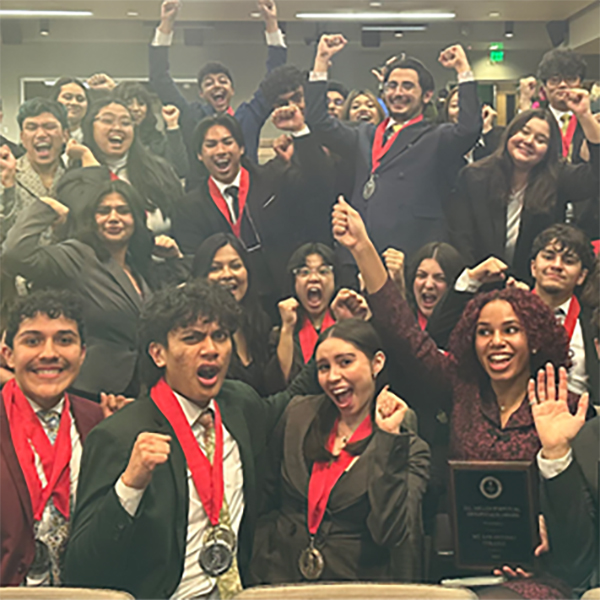 Mt. SAC Speech and Debate members celebrate their victory.