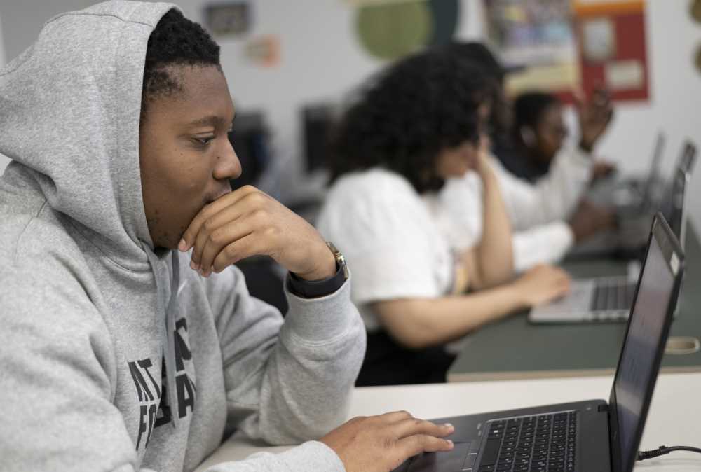 Students study in the computer lab