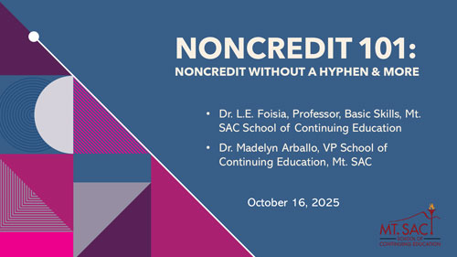 Noncredit 101: Noncredit Without a Hyphen and More