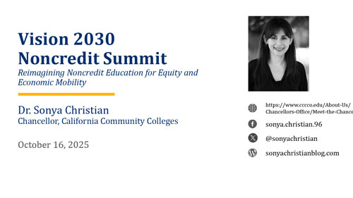 Vision 2030 Update and State of Noncredit