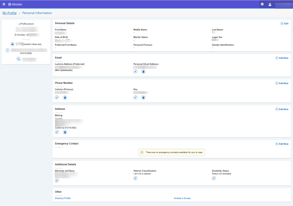 Personal Information SSB8