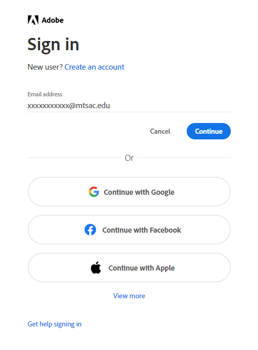 Adobe Access Screen 1