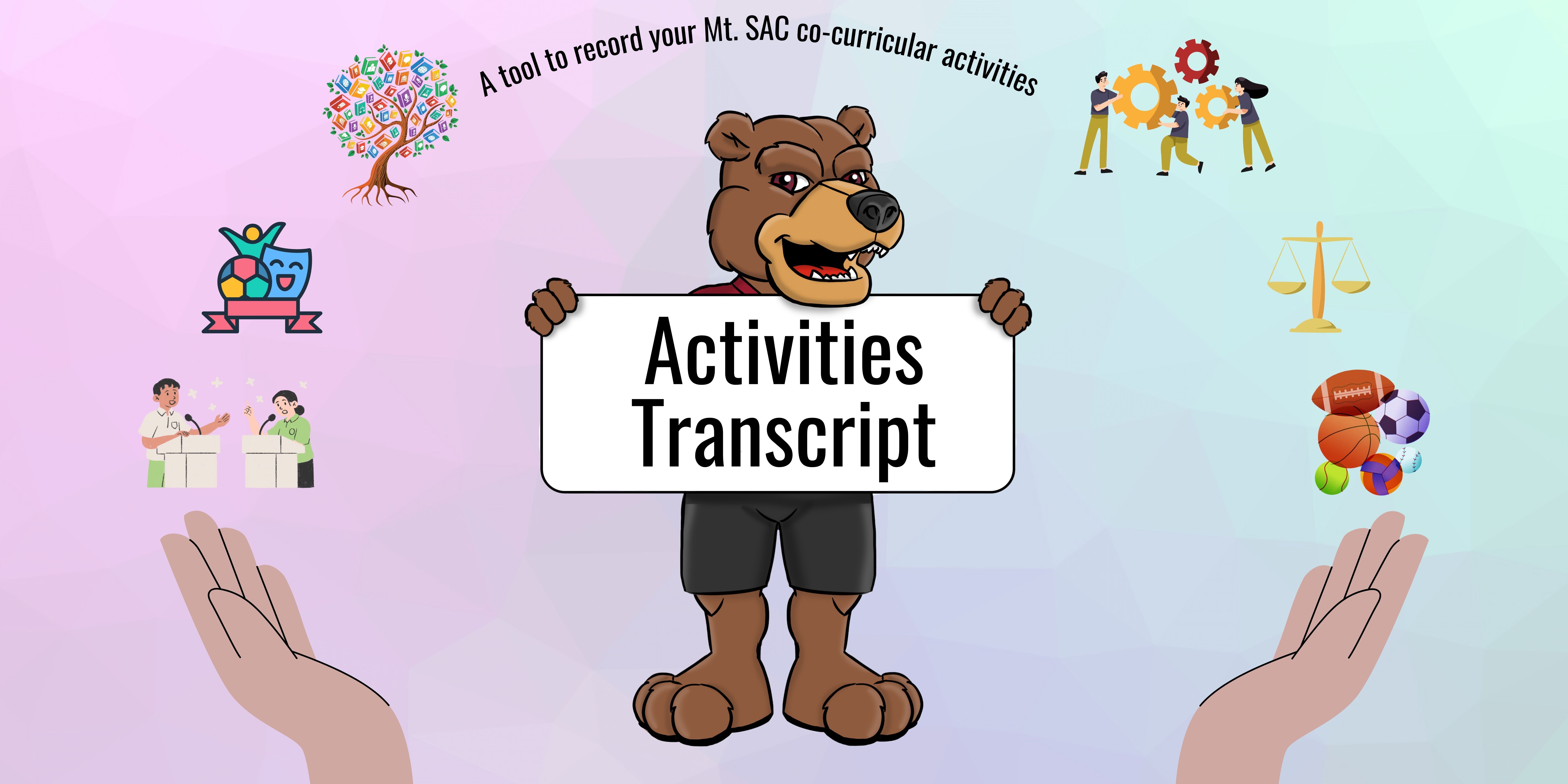 Rizzly the grizzly and other icons to represent different activities