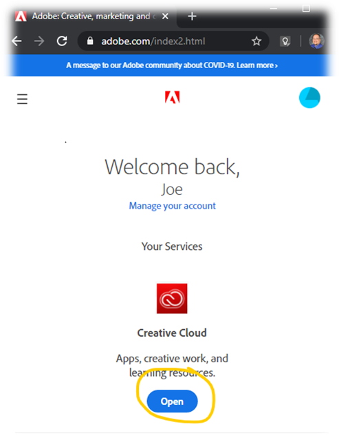 Adobe Claim Screen